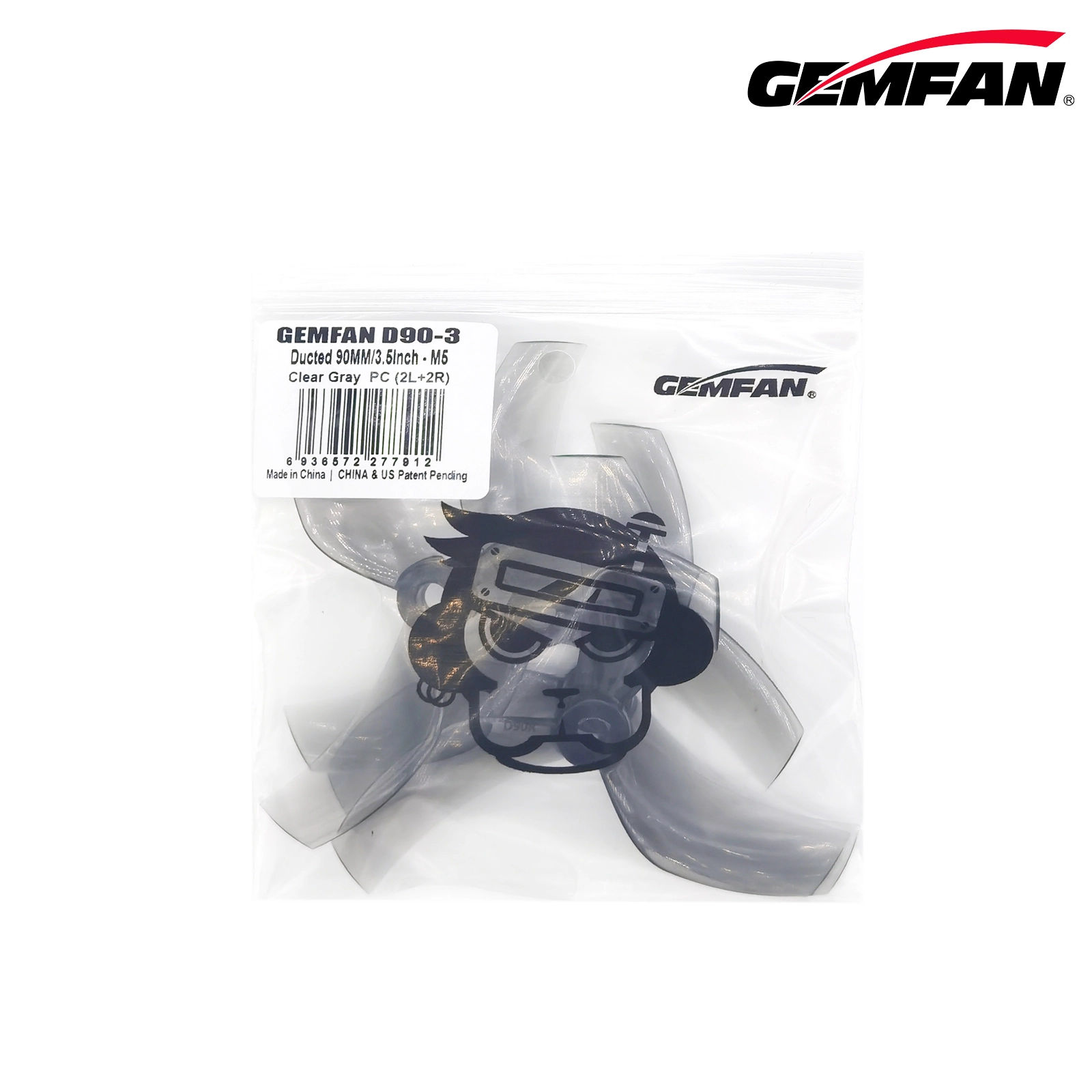 Gemfan D90 Ducted PC 3 Blade M5 - Clear Gray (2 Pairs) - Image 2