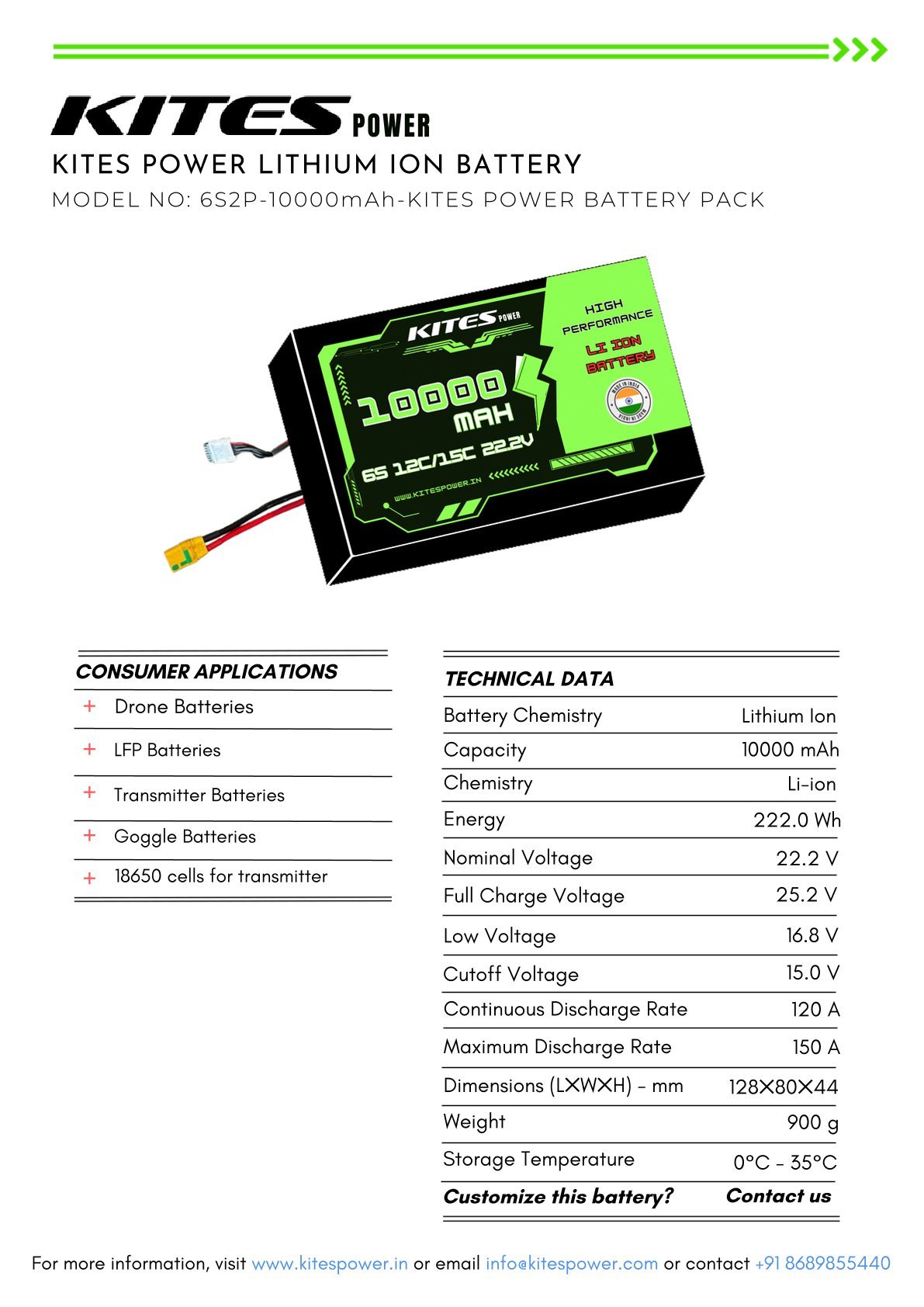Li-Ion battery pack 6S2P, 10000 mAh(P50B)-Molicel - Image 4