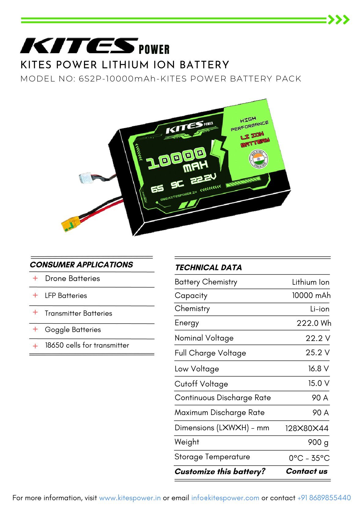 Li-Ion battery pack 6S2P, 10000 mAh (Samsung) - Image 3