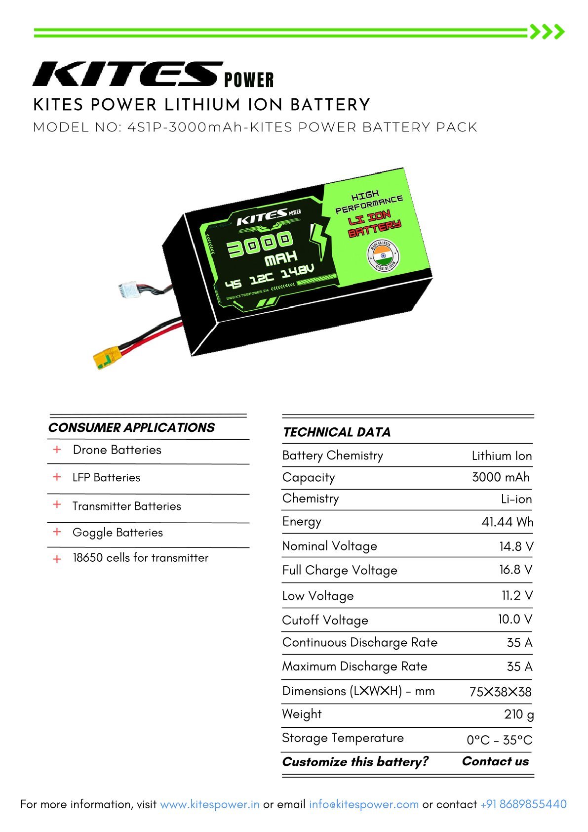Li Ion battery pack 4S1P, 3000 mAh(P30B)- Molicel - Image 4